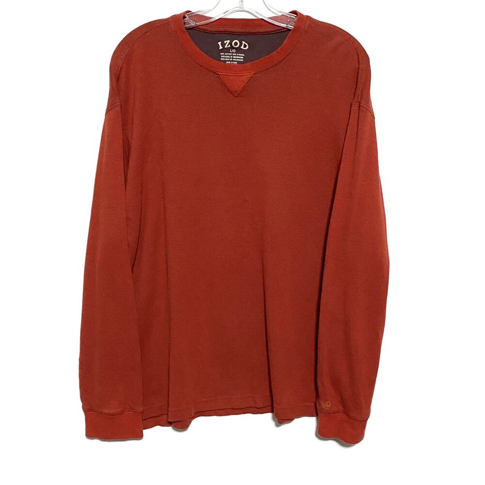 Izod Thermal Waffle Knit Shirt Mens L Gorpcore Minimalist Neutral Grunge Layers - Picture 1 of 7